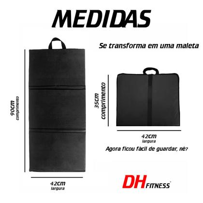 Imagem de Kit Colchonete Dobrável D50 Academia Maleta Com Par Caneleiras 5Kg Profissionais de para Treinar Pernas em Casa e na Academia