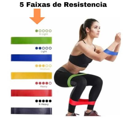 Imagem de Kit Colchonete Preto + 5 Mini Band Elástico + Corda de Pular