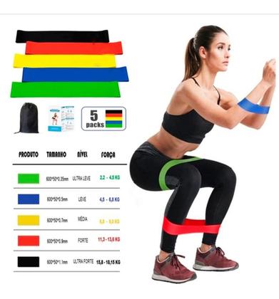 Imagem de Kit Colchonete Preto + Par de Caneleira  9kgs  + 5 Mini Band Elástico para Exercícios + Corda de Pular Ajustável