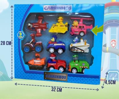 Imagem de Kit Coleção 9 Carrinhos Patrulha Canina Fricção Brinquedos