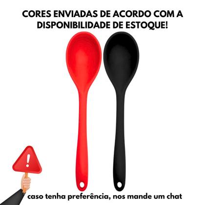 Imagem de Kit Colher Arroz Em Silicone Maciço Multiuso Para Panelas Teflon Cerâmico Inox