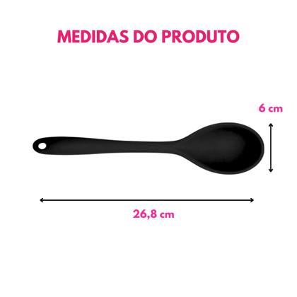 Imagem de Kit Colher Arroz Em Silicone Maciço Multiuso Para Panelas Teflon Cerâmico Inox