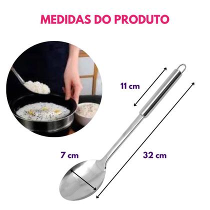 Imagem de Kit Colher Arroz Grande Preparar Servir Mesa Preparo Refeições Restaurante Em Inox