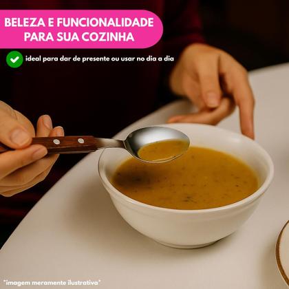 Imagem de Kit Colher De Mesa Cabo Madeira Refeição Sopa 20cm Talher Utensílio Cozinha