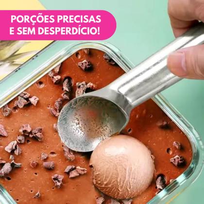 Imagem de Kit Colher Pegador Concha Alumínio Fosco Bola Sorvete Açaí Sobremesa Sorveteria