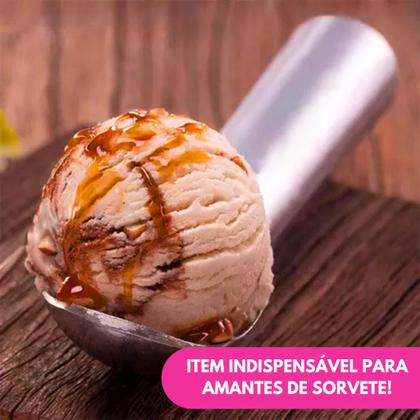 Imagem de Kit Colher Pegador Concha Alumínio Fosco Bola Sorvete Açaí Sobremesa Sorveteria