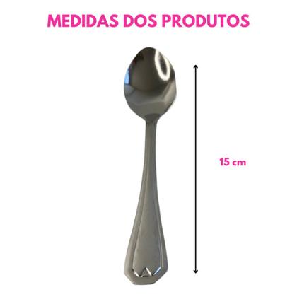 Imagem de Kit Colher Sobremesa Aço Inox Premium Conjunto Talher Resistente Jogo Sorvete Doces Caldos Receitas