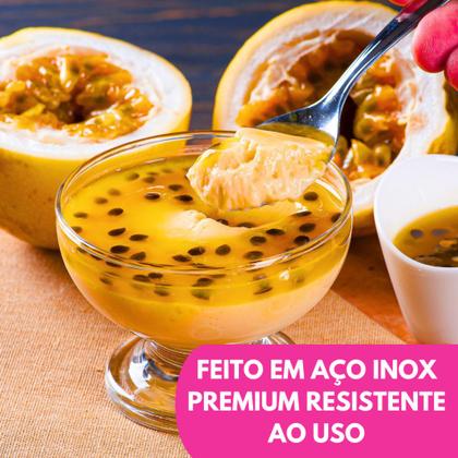 Imagem de Kit Colher Sobremesa Aço Inox Premium Conjunto Talher Resistente Jogo Sorvete Doces Caldos Receitas