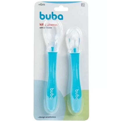 Imagem de Kit Colheres de Silicone 2 Peças Talheres para Introdução Alimentar Bebê Buba Sortidos