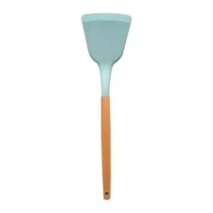 Imagem de Kit Colheres De Silicone C/ Cabo De Madeira - 8 Peças