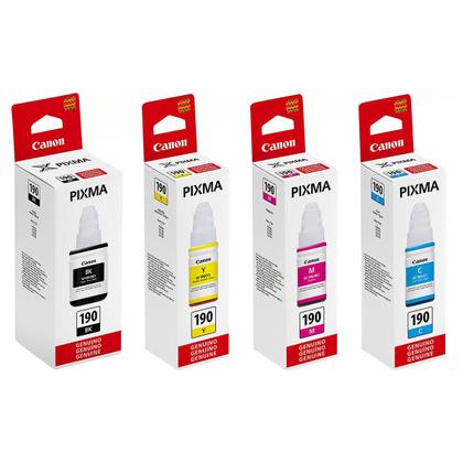 Imagem de Kit Colorido Tinta Canon GI-190 GI190 Original para Pixma Maxx G1100 G2100 G2111 G3100 G3102 G4100 G4102 G4110