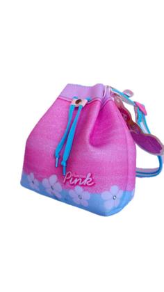 Imagem de Kit com 01 Bolsa e 01 Mochila Infantil Estampa Flores com Strass - Estilo e Diversão!