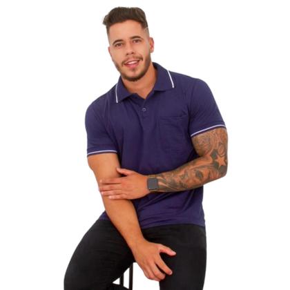 Imagem de Kit com 02  Blusas Gola Polo Masculinas com Bolso Algodão