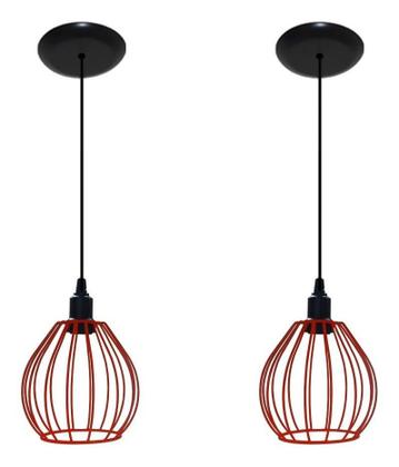 Imagem de Kit Com 02 Luminarias Pendente Aramado - Modelo Balão Ideal para balcão bancada cabeceira de cama