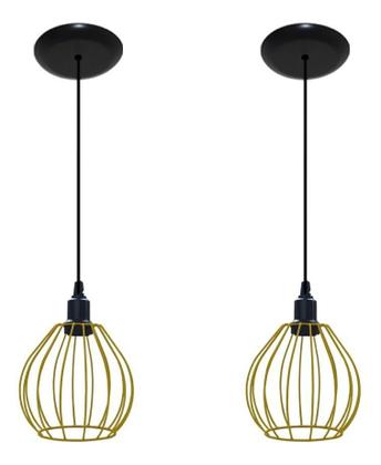 Imagem de Kit Com 02 Luminarias Pendente Aramado - Modelo Balão Ideal para balcão bancada cabeceira de cama