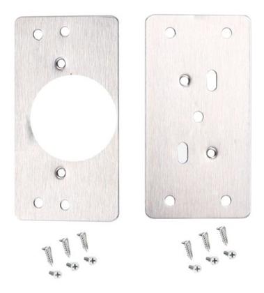 Imagem de Kit Com 02 Placa De Reparo Para Consertar Dobradiça Armário Mdf + 12 Parafusos