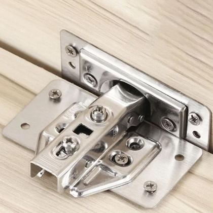 Imagem de Kit Com 02 Placa De Reparo Para Consertar Dobradiça Armário Mdf + 12 Parafusos