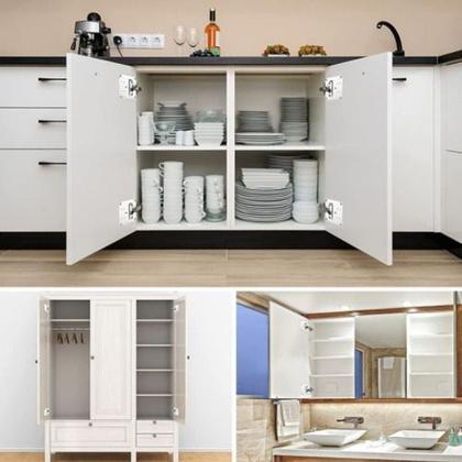 Imagem de Kit Com 02 Placa De Reparo Para Consertar Dobradiça Armário Mdf + 12 Parafusos