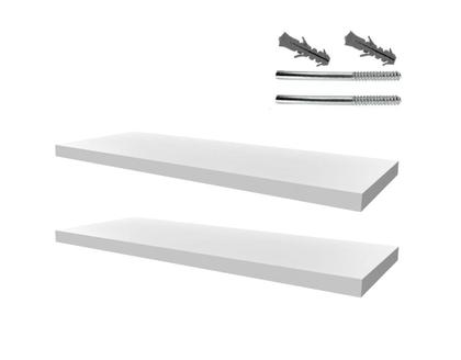 Imagem de Kit com 02 Prateleiras e suporte de fixação em Mdf dimensão 10x40 espessura de 15mm cor Branco 40x10