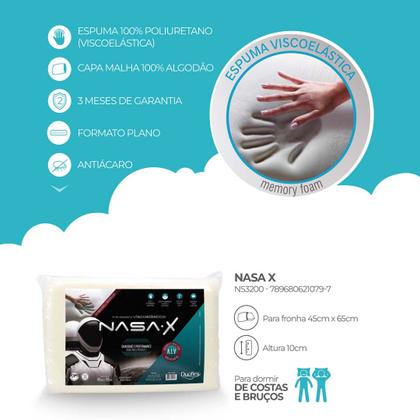 Imagem de Kit Com 02 Travesseiros Nasa Viscoelástico Duoflex Original