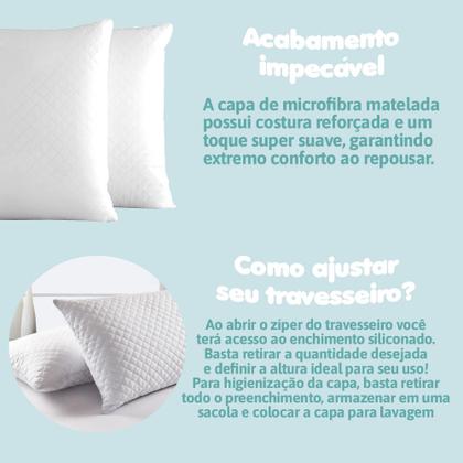 Imagem de Kit com 02 Travesseiros Regulagem de Altura - 70cm x 50cm - Travesseiro Matelado