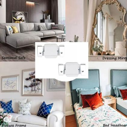 Imagem de Kit Com 02Pares De Engates União Para Móveis, Painéis Tv, Sofás, Cabeceira De Cama