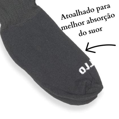 Imagem de Kit Com 03 Pares de Meião De Futebol Preto Infantil Bebe Crianca 28 AO 34 Em Algodão Atoalhado