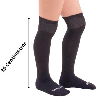 Imagem de Kit Com 03 Pares de Meião De Futebol Preto Infantil Bebe Crianca 28 AO 34 Em Algodão Atoalhado