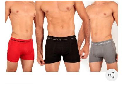 Imagem de Kit com 03 pecas Cueca Box Boxer Masculino Altomax Sem Costura Microfibra Dry Fit Tamanho P AO GG