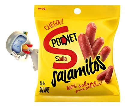 Imagem de Kit com 03 Salame Petisco Sadia Salamitos Snack Pocket 36g