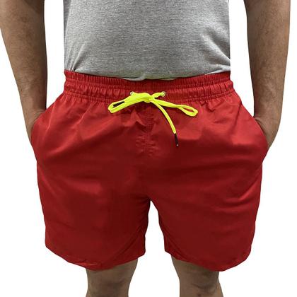 Imagem de Kit Com 03 Shorts Bermuda Praia Vermelho Cordão Neon