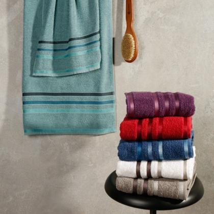 Imagem de Kit Com 04 Toalhas De Banho -Azul Claro/Roxo/Cinza/Azul Escuro- Porti Maxx - 72x130cm - LMpeter