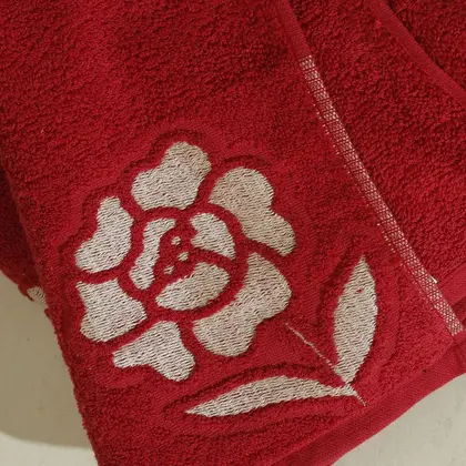 Imagem de Kit Com 04 Toalhas De Banho Gigante / Banhão  - Guadalupe - Verde/Rubi/Fendi/Vermelho -72x150cm- LMpeter