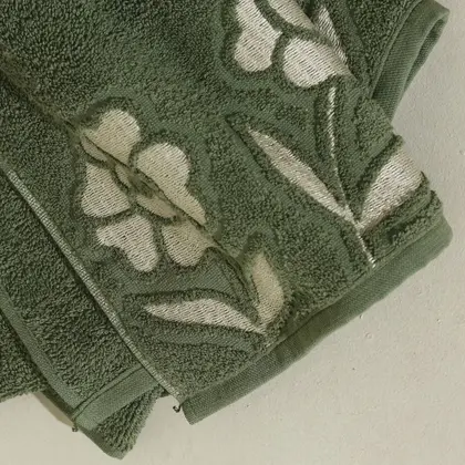 Imagem de Kit Com 04 Toalhas De Banho Gigante / Banhão  - Guadalupe - Verde/Rubi/Fendi/Vermelho -72x150cm- LMpeter