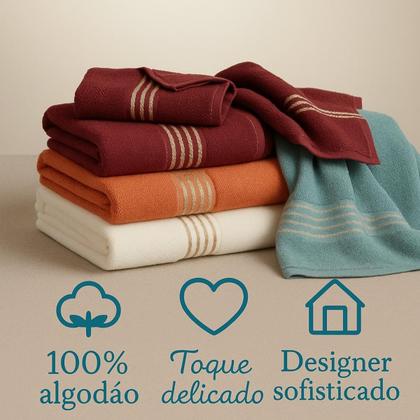 Imagem de Kit Com 04 Toalhas De Banho Gigante Banhão Quasar Vinho Azul Rosa Âmbar 72x150cm LMpeter