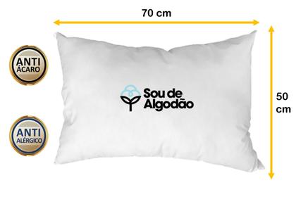 Imagem de Kit Com 04 Travesseiros Algodão 100% Percal 180 Fios para dormir de lado enchimento com Fibra Siliconada Extra Macio