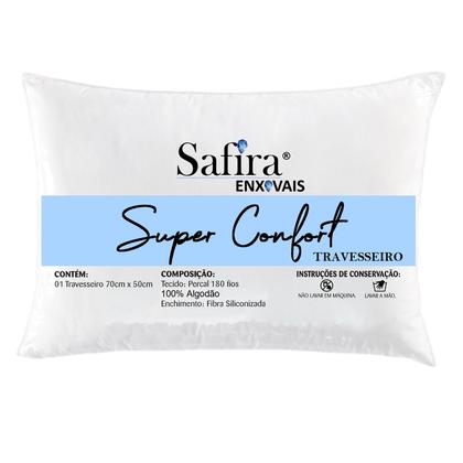 Imagem de Kit Com 04 Travesseiros Algodão 100% Percal 180 Fios para dormir de lado enchimento com Fibra Siliconada Extra Macio