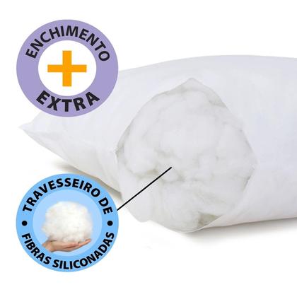 Imagem de Kit Com 04 Travesseiros Algodão 100% Percal 180 Fios para dormir de lado enchimento com Fibra Siliconada Extra Macio