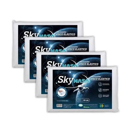 Imagem de Kit Com 04 Travesseiros Viscoelástico Basic Sky Hipoalérgico