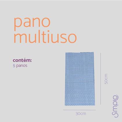 Imagem de Kit com 05 Panos Multiuso Simplo Azul e Branco 30x50cm - Oikos