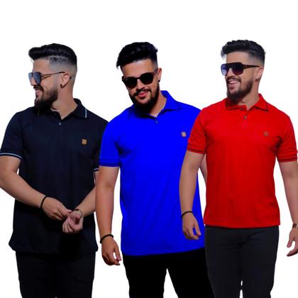 Imagem de Kit com 06 Camisas Gola Polo Tecido Fio 30.1 100% Algodão