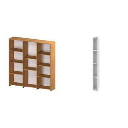 Imagem de Kit com 1 Estante Multiuso 11 Nichos Odelia e 1 Estante para Livros 4 Nichos Delta