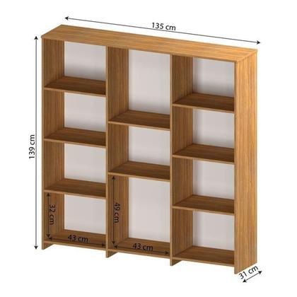 Imagem de Kit com 1 Estante Multiuso 11 Nichos Odelia e 1 Estante para Livros 4 Nichos Delta