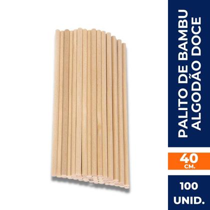 Imagem de Kit com 1 Pacote de Palito de Algodão Doce Madeira 40cm com 100 unidades