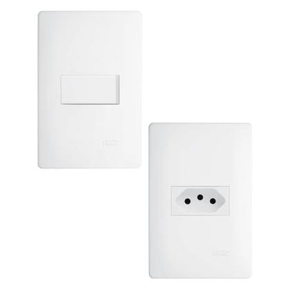 Imagem de Kit Com 1 Tomada 2P+T 10A + 1 Interruptor Paralelo Habitat - FAME