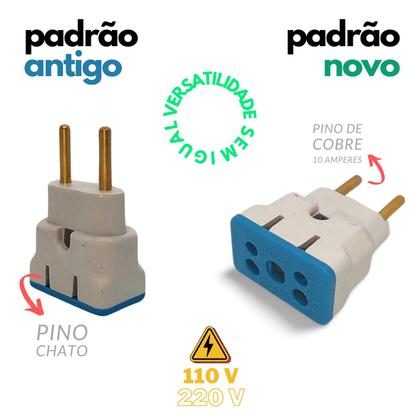 Imagem de Kit com 10 Adaptadores de Tomada Bob Colorido Benjamin 10A 20A Plug Pino Grosso Chato Até 250v - CompleteStore