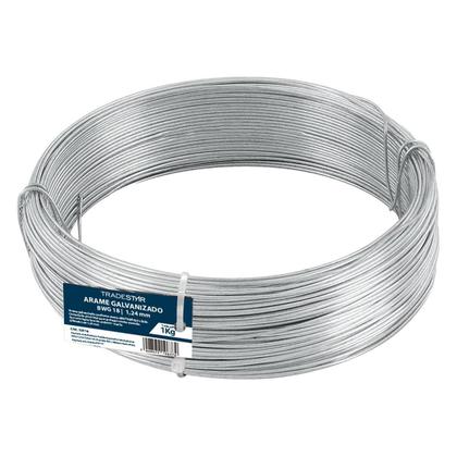 Imagem de Kit Com 10 Arame Galvanizado Nº18 Bwg 18 Fio 1,24Mm Liso 1Kg