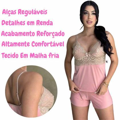 Imagem de Kit Com 10 Baby Doll Pijama Feminino Com Renda E Alça Regulável MadameX