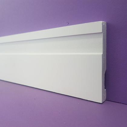 Imagem de Kit com 10 Barras de Moldura/Rodapé de Poliestireno Frisado - Branco - 7cm de altura  (7x1x240cm)