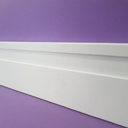 Imagem de Kit com 10 Barras de Moldura/Rodapé de Poliestireno Frisado - Branco - 7cm de altura  (7x1x240cm)